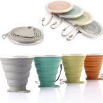 Silicone Compressible Travel Cup Set - Foldable Camping Cup with Lid, Graduated Design, Portable and Retractable (9.22 oz capacity)
