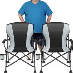2 Pack Oversized Folding Camping Chair for Adults, Supports 450 LBS Camping Chairs, Heavy Duty Camping Chair with Side Pockets, Foldable Outdoor Chair for Camping, Beach, Fishing, Hiking, Black-Gray