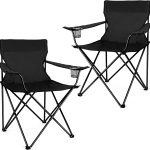 Portable Camping Chair, Outdoor Lawn Folding Chairs for Adults, Heavy Duty Large Foldable Chairs for Beach, Fishing, Tailgating Outdoor Sport, 2 Cup Holders & Carry Bag