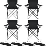 Camping Chairs 4 Pack, Oversized Folding Chair with Cup Holders for Adults, Portable Chair & Carry Bag for Outdoor Backyard, Beach, Lawn, Patio, Picnic, Fishing, Oxford Fabric & Heavy Duty