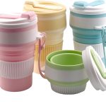 Four-Pack Leakproof Folding Coffee Cups (12 oz) - Lightweight and Heat-Resistant Silicone Material, Easy to Clean, Suitable for Office, Outdoors, and Travel