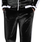 Men Tracksuit 2 Piece Set Velour Velvet Sweatsuit Jogging Suits Full Zip Jacket Pants Outfits