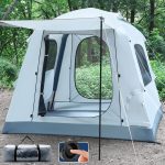 Quick Setup Tent,Automatic Inflatable Camping Tent,Easy Set up 3-4 Person Glamping Outdoor 4 Season Air Blow Up Tents, Rainfly & Windproof Portable